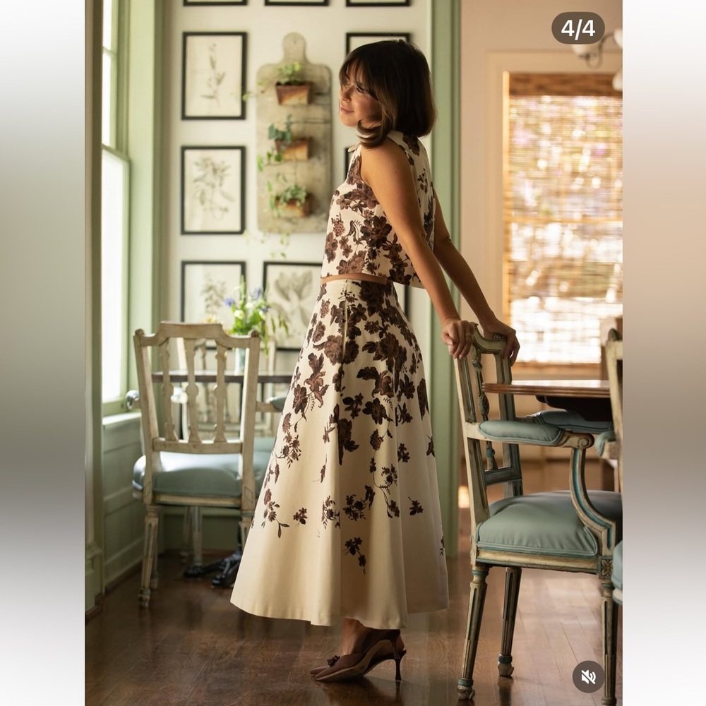 NWT Antonio Melani x Style Bungalow Chintz Floral Coordinating Canvas  Skirt - Picture 7 of 12